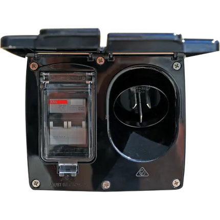 15A AC Power External Inlet & 16A RCD IP44 - Black