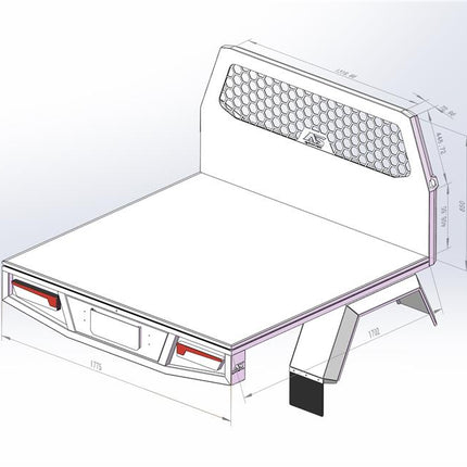 Aluminium Dual Cab Tray with Trundle - 1700mm - Matte Black