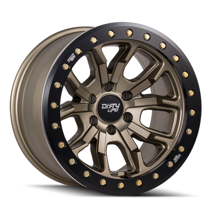 DIRTY LIFE 17x9 0P 6x114.3 CB66.1 Dual Tek DT1 Satin Gold Black Lip 1542KG