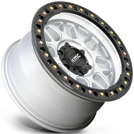 KMC GRS 549 MACHINED with SATIN BLACK LIP 17X9 6X139.7 0 OFFSET 106.10MM BORE