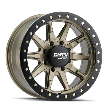 DIRTY LIFE 17x9 0P 6x139.7 CB110 Dual Tek DT2 Satin Gold Black Lip 1542KG