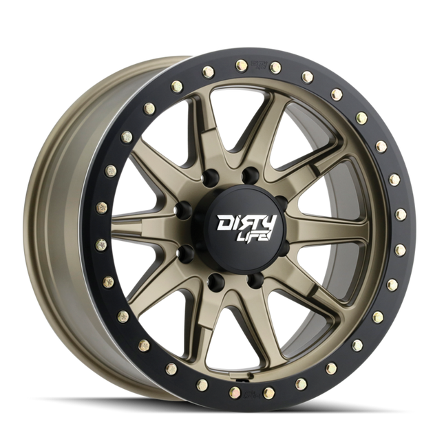DIRTY LIFE 17x9 0P 6x139.7 CB110 Dual Tek DT2 Satin Gold Black Lip 1542KG