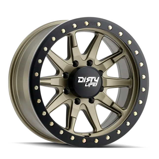 DIRTY LIFE 17x9 12N 6x139.7 CB110 Dual Tek DT2 Satin Gold Black Lip 1542KG