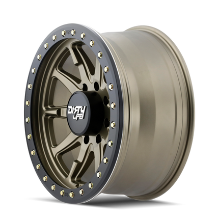 DIRTY LIFE 17x9 0P 6x139.7 CB108 Dual Tek DT2 Satin Gold Black Lip 1542KG DNR