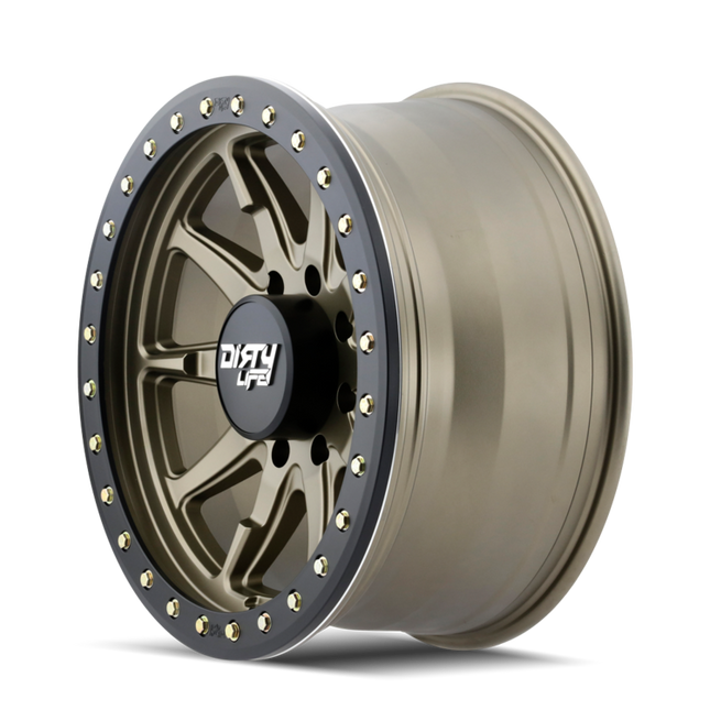 DIRTY LIFE 17x9 0P 6x139.7 CB108 Dual Tek DT2 Satin Gold Black Lip 1542KG DNR