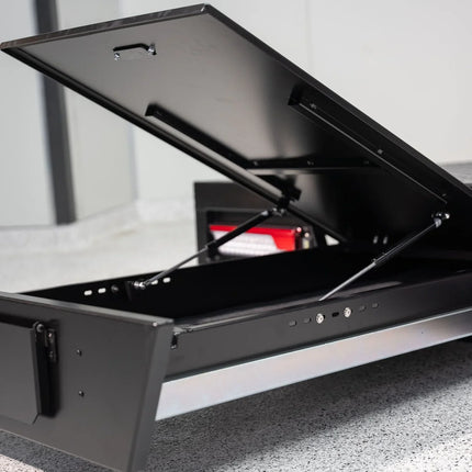 Aluminium Single Cab Tray with Trundle - 2400mm - Matte Black