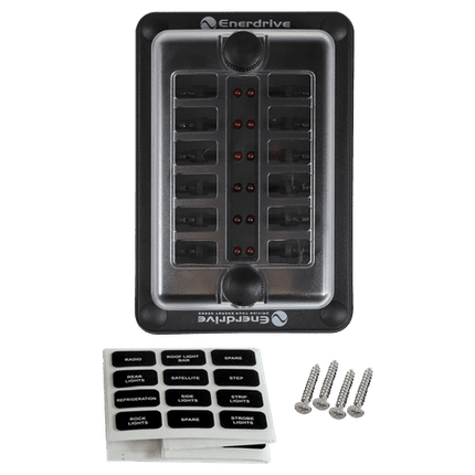 Enerdrive Fuse Block, Rear Entry Panel Mount 1 In 12 Out With Leds
