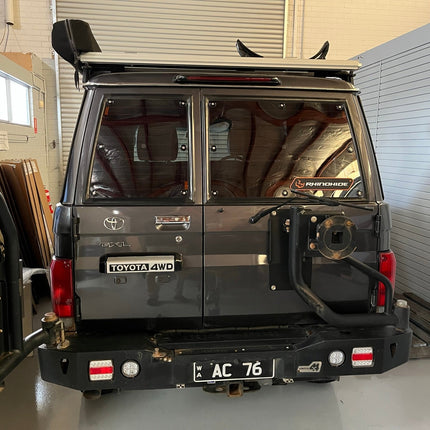 Suitable for Toyota LandCruiser 76 Series - Rhinohide Armor® Rear Windscreen Protector