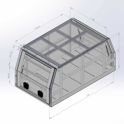 1000mm Aluminium Canopy - Matte Black