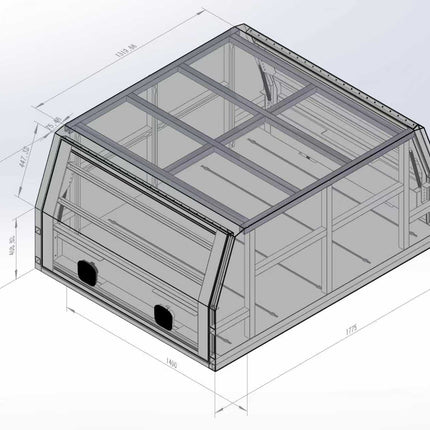 1400mm Aluminium Canopy - Matte Black