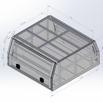 1700mm Aluminium Canopy - Matte Black