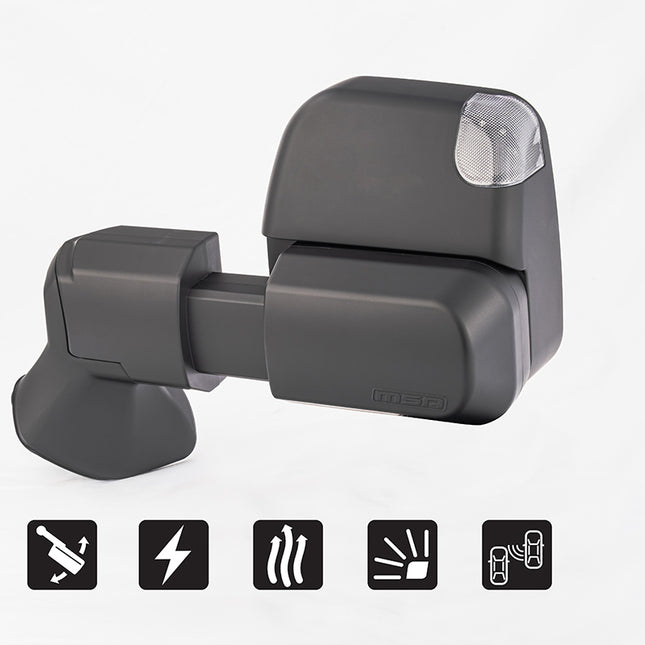 MSA 4x4 LANDCRUISER 300 SERIES POWER FOLD™ TOWING MIRRORS (07/2021-CURRENT) - Black, Electric, Indicators, Heated, Blind Spot Monitoring, Powerfold