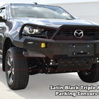 Mazda BT-50 TF 21-ON Ambush Satin Black Triple Hoop Bullbar with Factory Parking Sensors