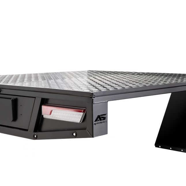 Aluminium Single Cab Tray with Trundle - 2400mm - Matte Black SNDP-006