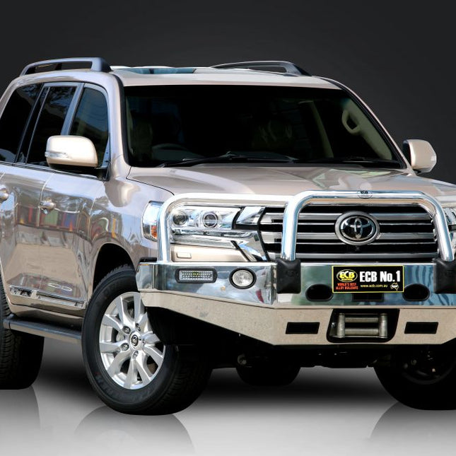 ECB Winch Bullbar Polished with Bumper Lights for Toyoat Landcruiser 200 Series (01/16 to 06/21)