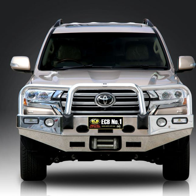 ECB Winch Bullbar Polished with Bumper Lights for Toyoat Landcruiser 200 Series (01/16 to 06/21)