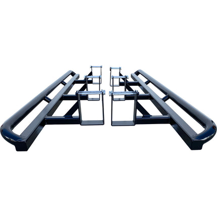 Toyota Hilux N80 ANGLED Rock Sliders / Side Steps – Powdercoated