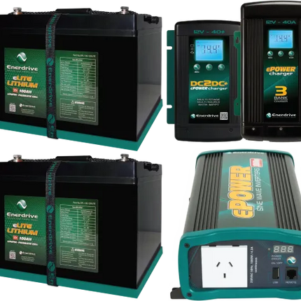 Enerdrive - 2 X 100ah Elite Bundle Inc Dc40, Ac40 & 1000w