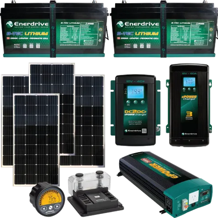 Enerdrive - 2 x 200Ah B-TEC inc 720W Solar, DC40, AC60, ePRO+ & 2600X TIAV